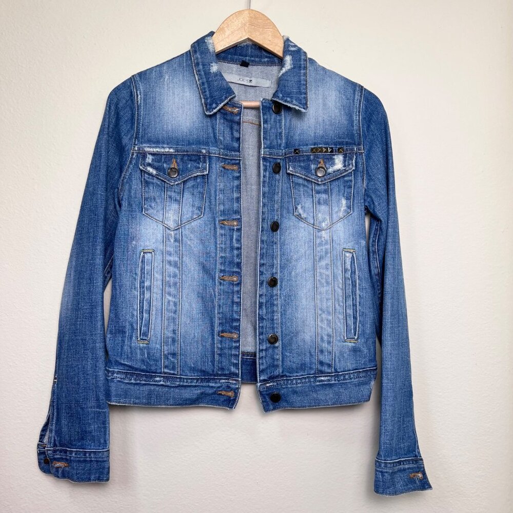 JOE'S JEANS Distressed Denim Jean Jacket With Stud Design Size Women's Size XS